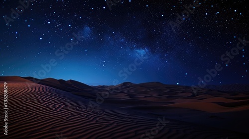 Arabian starscape with a sand dunes silhouette during the Holy month © SaroStock