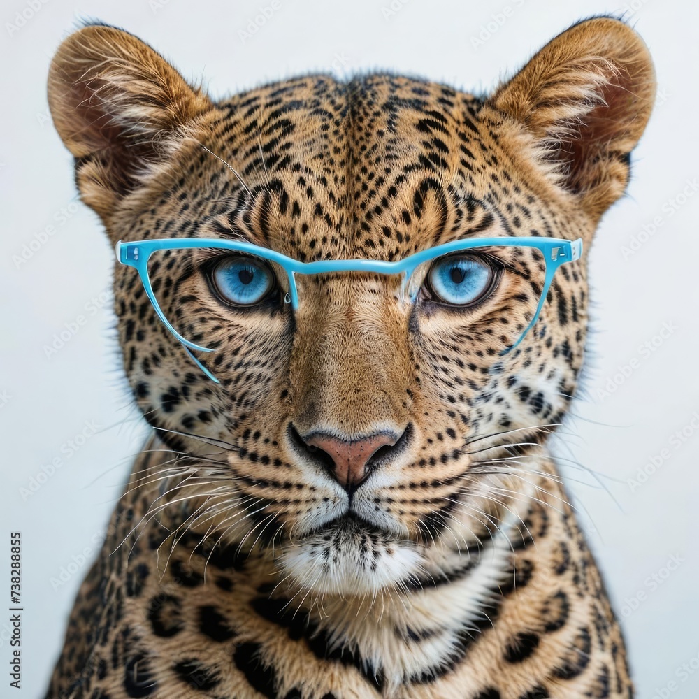 portrait of a leopard on white
