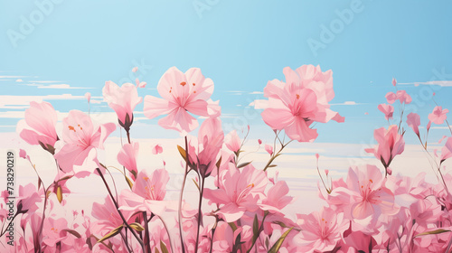 pink flowers with sky background