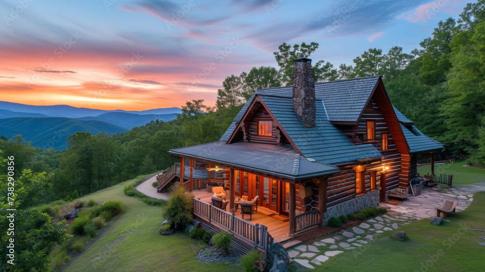 Secluded and tranquil this mountain homestead is a true escape from the chaos of city life with its cozy log cabin design roaring stone fireplace and sweeping views of the Secluded and tranquil this mountain homestead is a true escape from the chaos of city life with its cozy log cabin design roaring stone fireplace and sweeping views of the