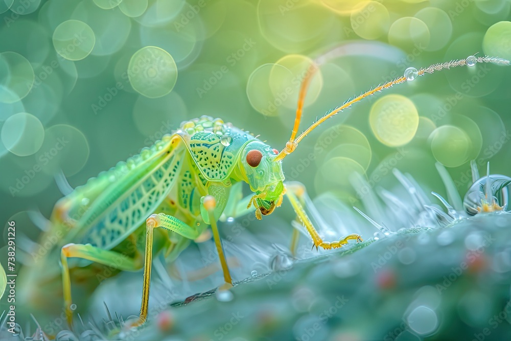 Naklejka premium grasshopper on a leaf