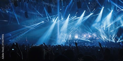 AI-controlled lighting and visual effects on a live concert photo