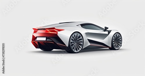 white awesome sports car with a red bumper  back view. Generative AI