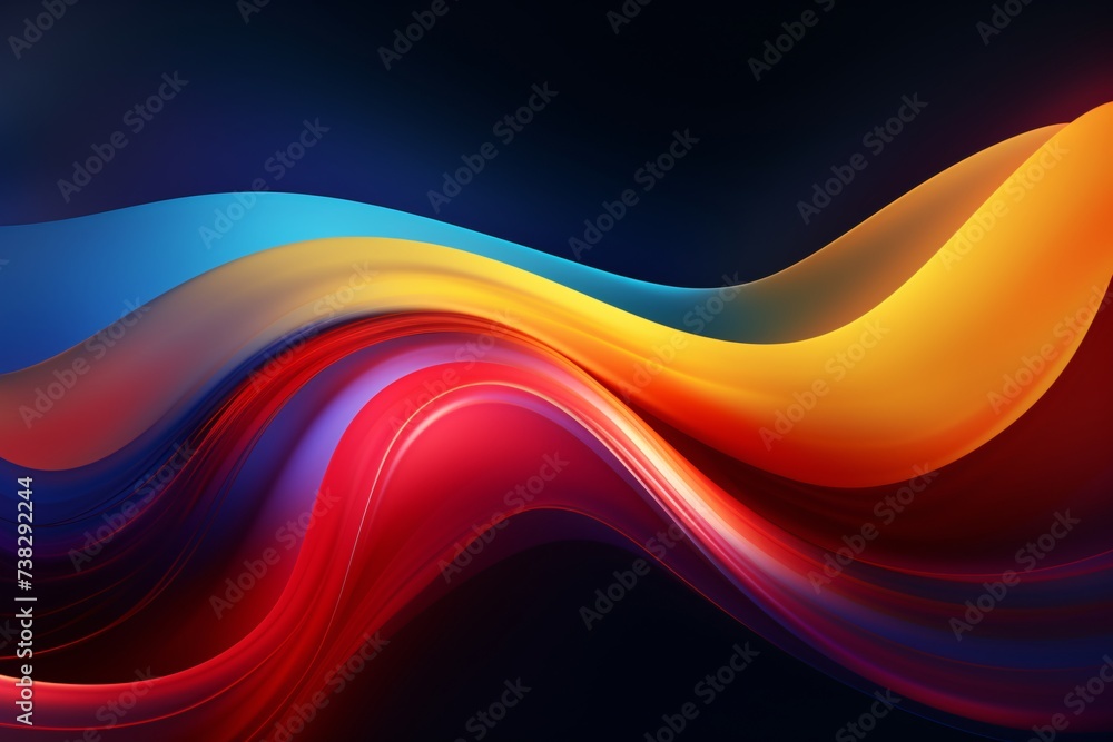Surrealism background with multicolor and white curve line neon effect - obrazy, fototapety, plakaty 