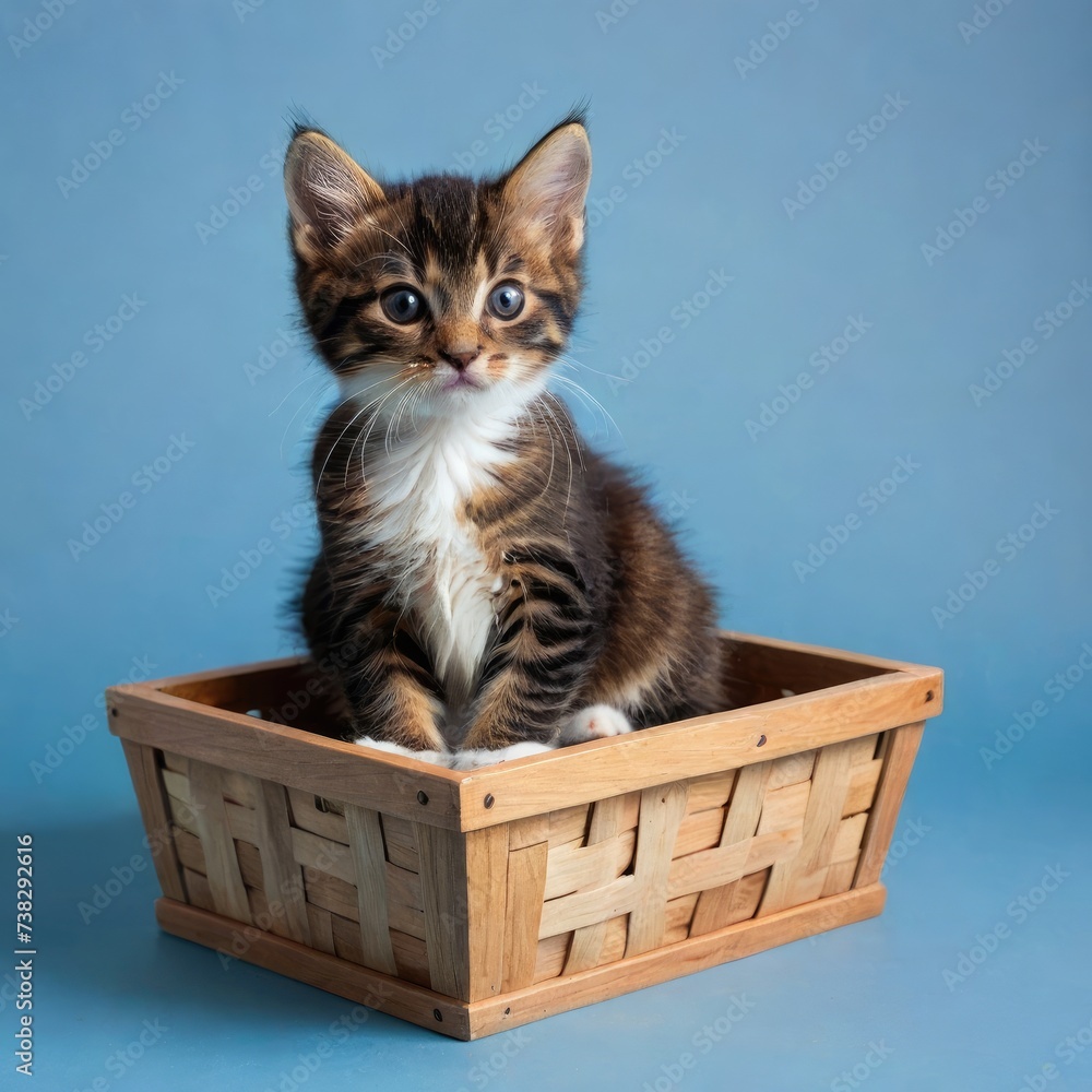 little kitten in a basket
