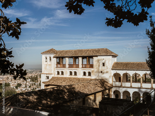 Palace building of the Generalife gardens of the Alhambra palace in Granada, Andalusia, Spain