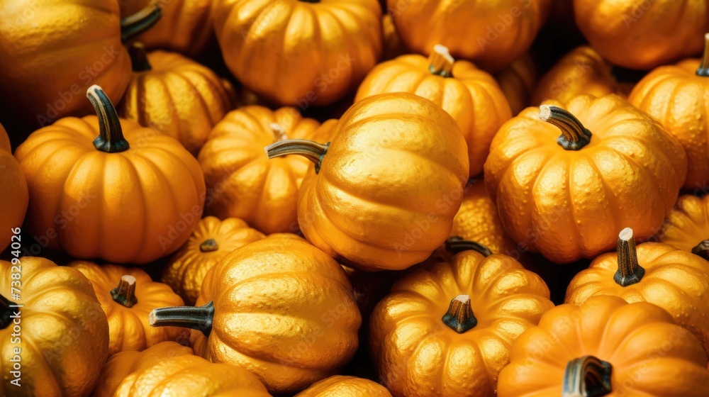 The background of many pumpkins is in Gold color The background of many pumpkins is in Gold color