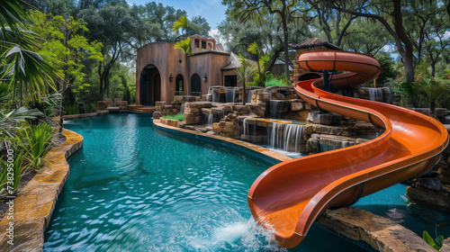 beautiful pools with colorful water slides waterpark