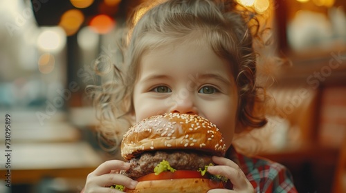 Delighted Child with Gourmet Burger