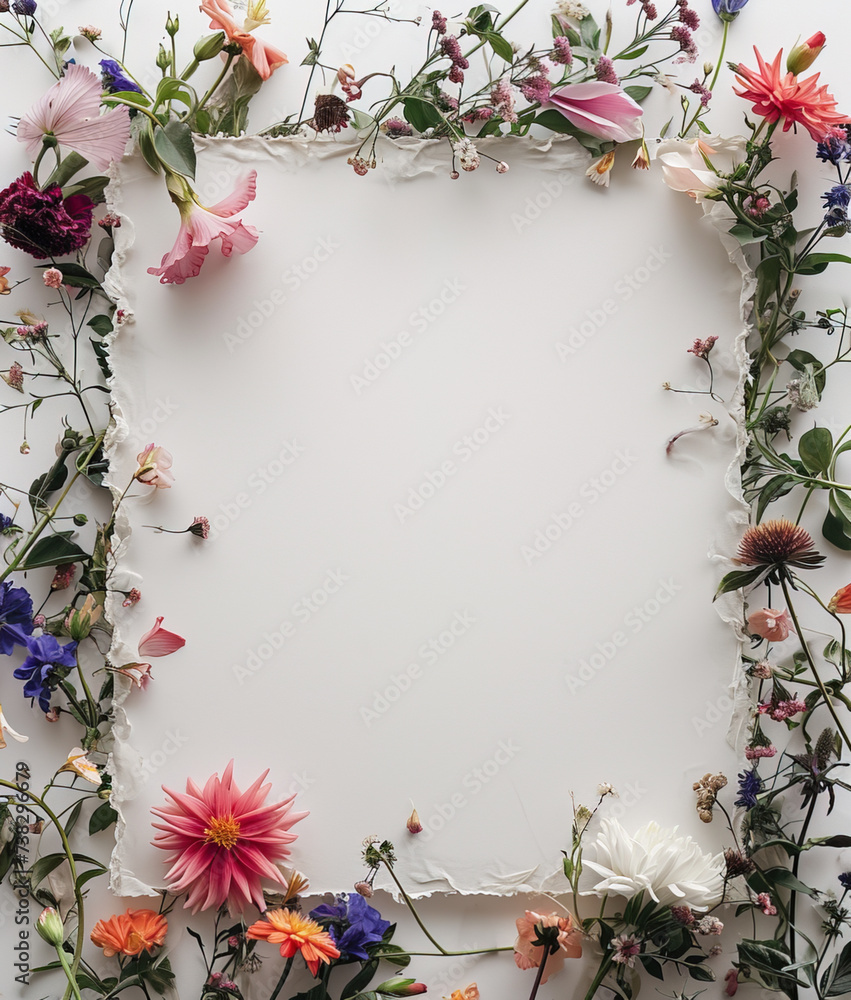 Blank paper note with floral frame Blank paper note with floral frame