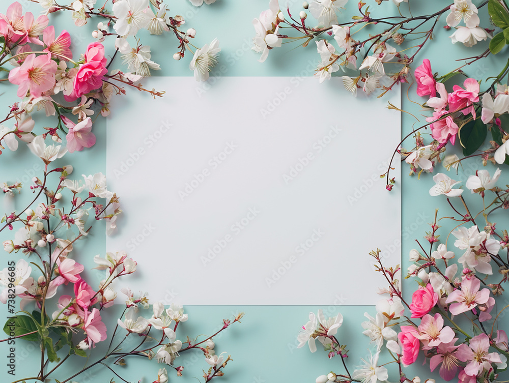Blank paper note with floral frame