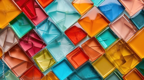 Abstract minimalistic geometric background made of colorful glass