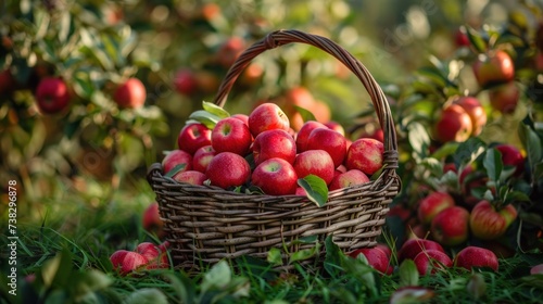 Red Apples in Sunlit Orchard