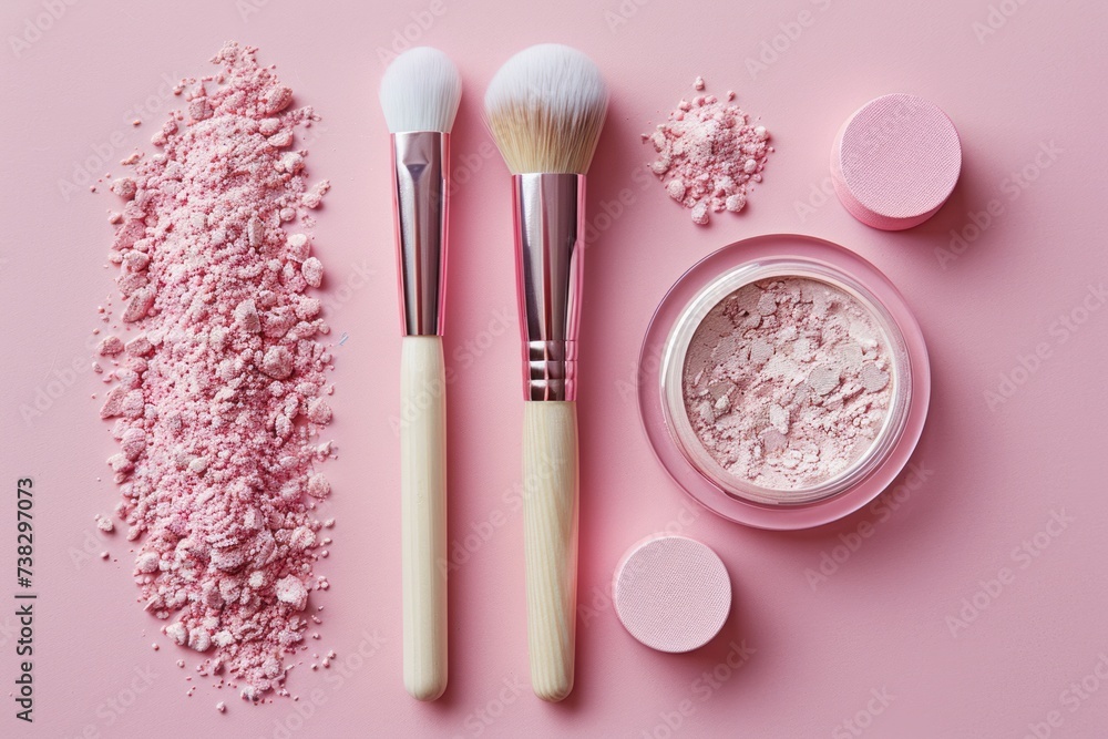 Makeup Essentials on Pink Surface Makeup Essentials on Pink Surface