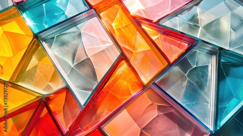 Abstract minimalistic geometric background made of colorful glass