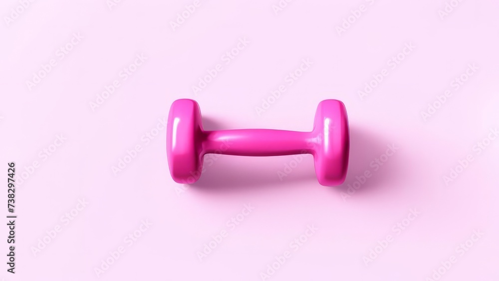 A pink dumbbell in the middle of a delicate pink background. A pink dumbbell in the middle of a delicate pink background.