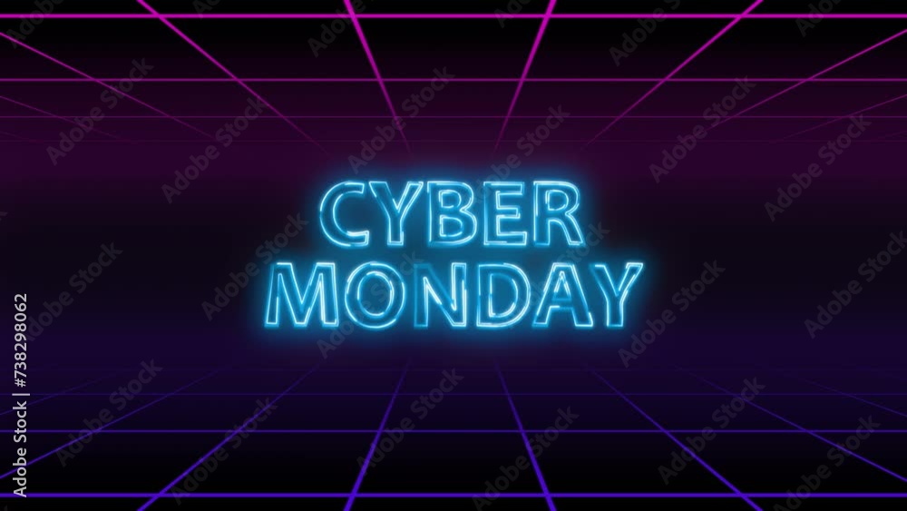 Cyber Monday neon retro background for video Cyber Monday neon retro background for video