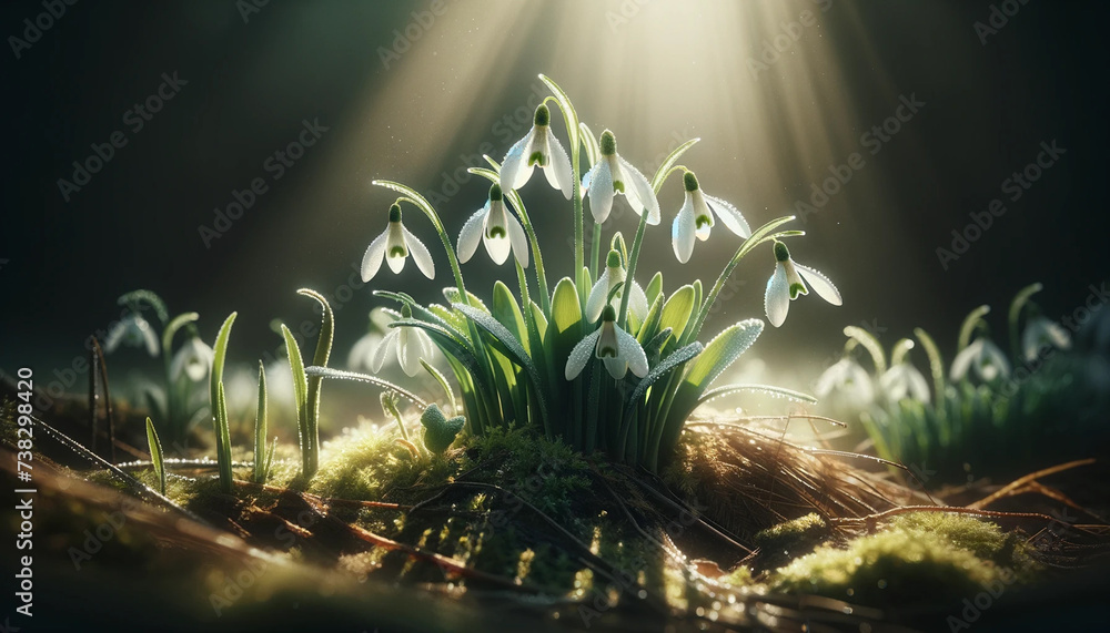 White crocus flowers in the spring  - obrazy, fototapety, plakaty 