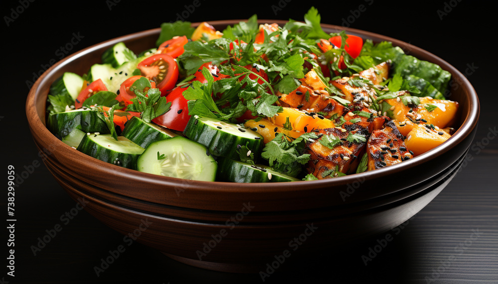 Freshness in a bowl healthy vegetarian salad with organic ingredients generated by AI Freshness in a bowl healthy vegetarian salad with organic ingredients generated by AI