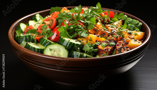Freshness in a bowl healthy vegetarian salad with organic ingredients generated by AI