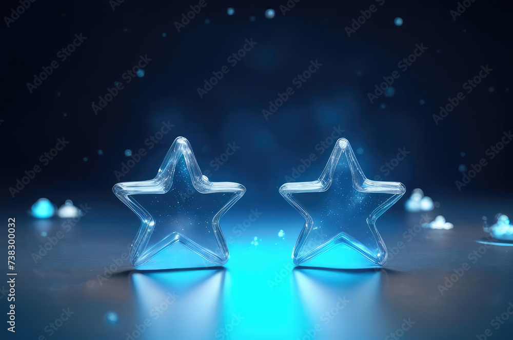 Blue star made of transparent crystal. Ice star. Glass star. Blue star made of transparent crystal. Ice star. Glass star.
