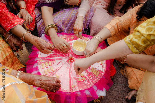 Traditional puja thali photo