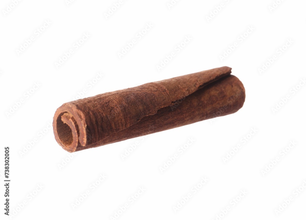 One aromatic cinnamon stick isolated on white One aromatic cinnamon stick isolated on white