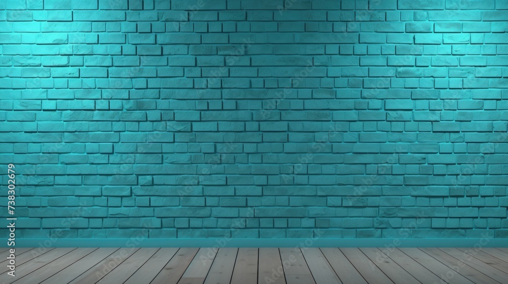 Fototapeta premium The background of the brick wall is in Aqua color