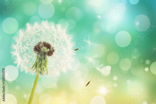 Dreamy Dandelion  Whimsical Illustration on Bokeh Background