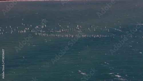 Aerial view of sailors participating in the ILCA Laser Radial Youth World Championships 2024, Italy photo