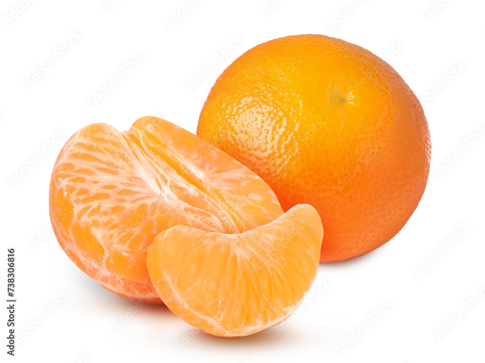 Fresh ripe tangerines isolated on white. Citrus fruit Fresh ripe tangerines isolated on white. Citrus fruit