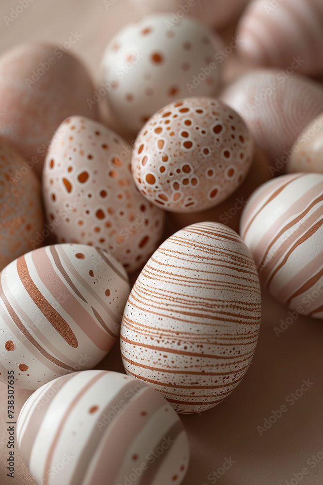 Obraz premium Group of Easter eggs with stripes and dots pattern