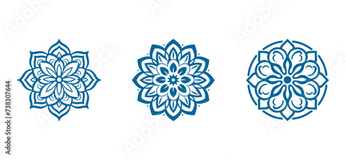set of Mandala. Round Ornament Pattern. Henna tattoo mandala. Mehndi style.
