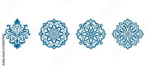 set of Mandala. Round Ornament Pattern. Henna tattoo mandala. Mehndi style.