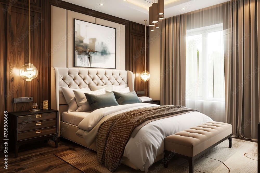 Stylish interior of modern bedroom Stylish interior of modern bedroom