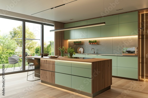 Modern interior kitchen with different cabinets © Alina