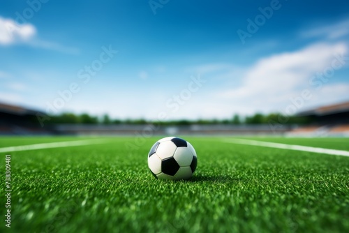 Synthetic turf football field with soccer goal - high-quality green grass for optimal performance © sorin