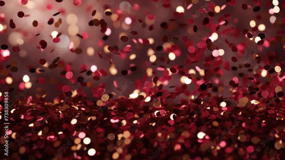 The background of the confetti scattering is in Burgundy color.