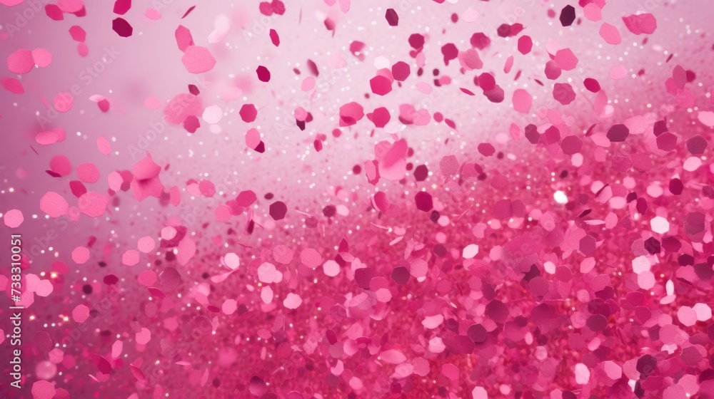 The background of the confetti scattering is in Fuschia color