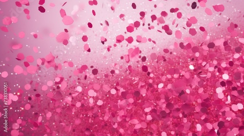 The background of the confetti scattering is in Fuschia color