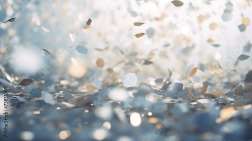 The background of the confetti scattering is in Silver color