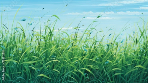 The background of the grass is in Sea Green color.