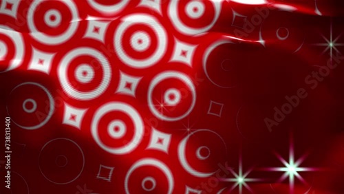 Animated background and club video in red and white colors. Twinkling stars. Circles under water. Meditation video. Endless cycle. A loop