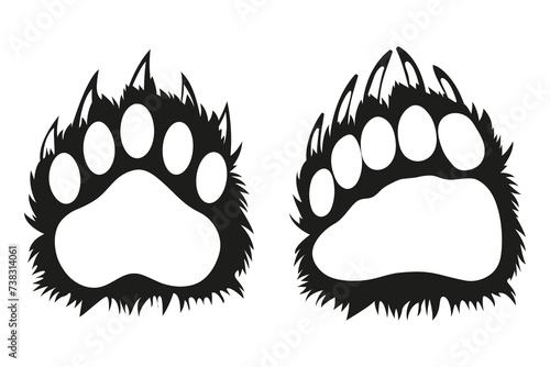 bear paw. Grizzly bear footprint vector illustration isolated on white background