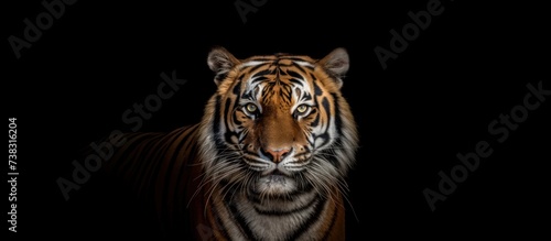 Young Siberian tiger isolated on black background