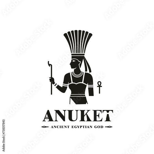 Ancient egyptian god anuket silhouette, middle east god Logo photo