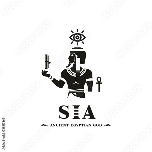 Ancient egyptian god sia  silhouette, middle east god Logo