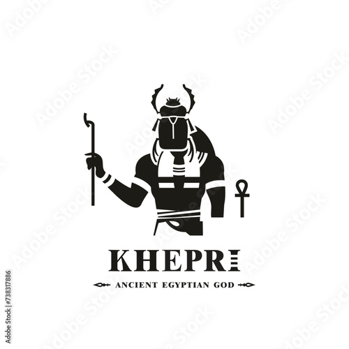 Ancient egyptian god khepri silhouette, middle east god Logo photo