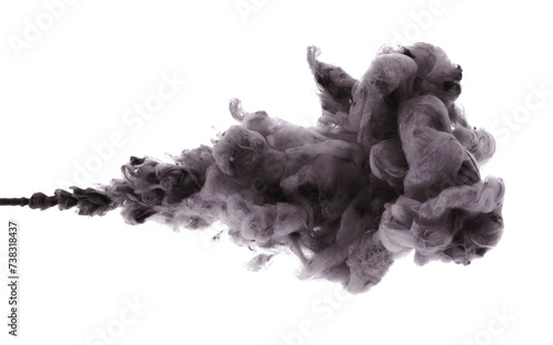 Ink in water. Abstract smoke grain light and shadow texture background. Black and white color.