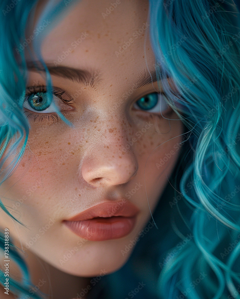 Blue hair model Blue hair model